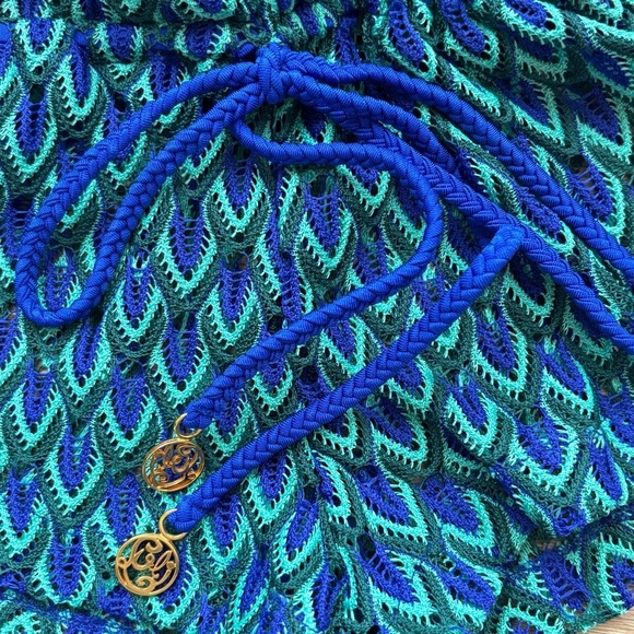 Luli Fama Hoodie Romper in Blue Kiss Peacock Pattern Women’s XSmall NWT - Picture 7 of 11